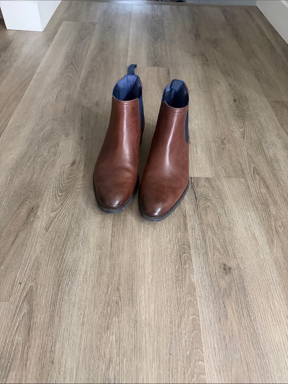 Ted Baker Brown Leather Chukka Boots with Navy Elastic